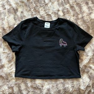 Moxi x Forever 21 Black Rollerskate Cropped Baby Tee